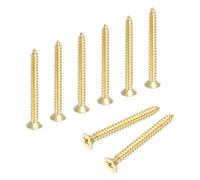 sourcing map Lot de 8 vis à bois cruciformes en laiton M4 x 40 mm, vis à bois plates cruciformes autotaraudeuses pour charnières de porte, travaux manuels en bois et projets de bricolage (doré, lot de