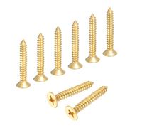 sourcing map Lot de 8 vis à bois cruciformes en laiton M6 x 30 mm, vis à bois plates cruciformes autotaraudeuses pour charnières de porte, travaux manuels en bois et projets de bricolage (doré)