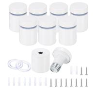 sourcing map Lot de 8 vis entretoises de 1,9 cm x 3,8 cm, kit de matériel de montage mural pour miroir de salle de bain en acier inoxydable avec vis et chevilles pour cadre photo publicitaire en verre