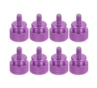 sourcing map Lot de 8 vis moletées en aluminium #6-32 UNC, 12 x 16 mm (diamètre x hauteur) pour boîtier d'ordinateur, vis de montage pour panneau latéral de PC, vis de montage de carte mère, violet
