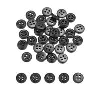 sourcing map Lot de 80 boutons ronds en bois de 9 mm à 4 trous pour couture, loisirs créatifs, vêtements, noir