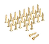 sourcing map Lot de 88 vis à bois cruciformes en laiton M2 x 6 mm, vis à bois plates cruciformes autotaraudeuses pour charnières de porte, travaux manuels en bois et projets de bricolage (doré, lot de