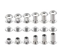sourcing map Lot de 90 vis Chicago M4 x (4 + 5 + 6 + 8 + 10 + 12) mm de longueur en métal Phillips - Rivets à clous - Vis de liaison pour bricolage en cuir, ceinture, sac, loisirs créatifs, reliure