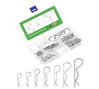 sourcing map Lot de 95 goupilles fendues à ressort en acier inoxydable 304 de 7 tailles différentes en forme de R pour appareils ménagers, équipements de sport, réparation mécanique automobile (argent