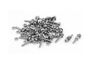 sourcing map M1.6 x 10mm Tête Cruciforme Vis Ecrous avec Rondelles 304 acier inoxydable 40 sets