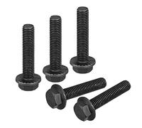 sourcing map M10x45mm Vis Bride Hexagonale Dentelé Boulons 10.9 Grade Carbone Acier 5pcs