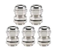 sourcing map M12x1.5 Presse-étoupe 3mm-6.5mm Fil Trou Imperméable Metal Joint Réglable Contre-écrou avec Rondelle 5Pcs
