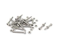 sourcing map M2.5 x 20 mm moleté Tête hexagonale Socket Cap Vis Boulons Écrous Lot de 20 pcs