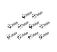 sourcing map M2.5x10mm 0.45mm Pas Inoxidable acier Boulon hexagonale Vis à tête creuse 100pcs