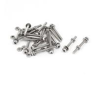 sourcing map M2 x 20mm Tête Cruciforme Vis Ecrous avec Rondelles 304 acier inoxydable 20 sets