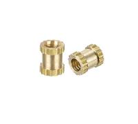 sourcing map M2 x 4mm(L) x 3.2mm(OD) Filetage moleté en laiton, écrous encastrement 100 Pcs