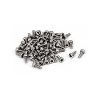 sourcing map M2x5mm 0.4mm 304 En acier inoxydable Tête hex prise vis à tête DIN912 Ton argent 55pcs