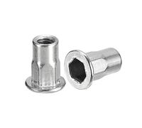 sourcing map M4 Demi Hex Corps Rivet Écrous, 60pcs 304 Inox Acier Plat Tête Fileté Insère Écrous