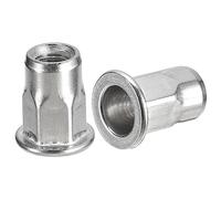 sourcing map M4 Demi Hex Corps Rivet Écrous, 60pcs 304 Inox Acier Plat Tête Fileté Insère Écrous Pour Métal, Plastique