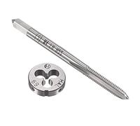 sourcing map M4 x 0.7mm Métrique Gauche Main Ensemble à Fileter HSS Machine Filetage Vis Robinet avec Alliage Outil Acier Rond Filetage Matrice