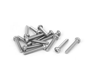 sourcing map M4 x 25mm Acier inoxydable 316 Torx tête ronde ton argent 15Pcs