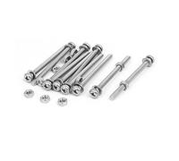 sourcing map M4 x 55mm Tête Cruciforme Vis Ecrous avec Rondelles 304 acier inoxydable 10 sets