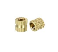 sourcing map M4 x 5mm(L) x 5mm(OD) Filetage moleté en laiton, écrous encastrement 100 Pcs