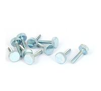 sourcing map M4x20mm Vis Moletée Tête ronde acier carbone bleu argent 10pcs