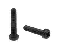 sourcing map M4x20mm Vis Nylon mécaniques fileté tête cylindrique bombée cruciforme noir 50 Pcs