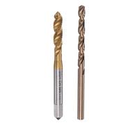 sourcing map M5 x 0.8 Taraud Spirale Cannelure 4.2mm Foret Ensemble Métrique Titane Plaqué M35 Cobalt Haute Vitesse Acier Machine Enfilage Vis Robinet Forage Outil