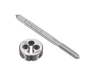 sourcing map M5 x 0.8mm Métrique Gauche Main Ensemble à Fileter HSS Machine Filetage Vis Robinet avec Alliage Outil Acier Rond Filetage Matrice