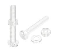 sourcing map M5 X 40mm Plastique Cruciforme Machine Vis avec Écrous et Rondelles Plates PC Tête plate Machine Boulons Transparent 20 Ensembles