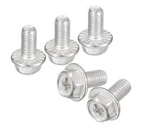 sourcing map M5x10mm Phillips Cruciformes Hex Tête Bride Boulons, 25pcs 304 Inox Acier Hexagone Machine Vis