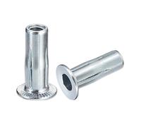 sourcing map M6 Multi-Grip Rivet Écrous, 5pcs Pré-Bulbé Tige Plat Tête Fileté Insert Écrou Carbone Acier Plus Écrous pour Construction Industriel