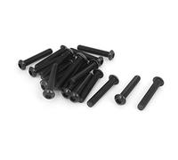 sourcing map M6 X 35mm Acier Allié Vis Vis Tête Ronde 20 Noir