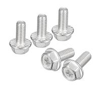 sourcing map M6x14mm Phillips Cruciformes Hex Tête Bride Boulons, 10pcs 304 Inox Acier Hexagone Machine Vis