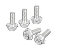 sourcing map M6x16mm Phillips Cruciformes Hex Tête Bride Boulons, 10pcs 304 Inox Acier Hexagone Machine Vis