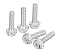 sourcing map M6x25mm Phillips Cruciformes Hex Tête Bride Boulons, 10pcs 304 Inox Acier Hexagone Machine Vis