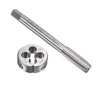 sourcing map M8 x 1.25mm Métrique Gauche Main Ensemble à Fileter HSS Machine Filetage Vis Robinet avec Alliage Outil Acier Rond Filetage Matrice