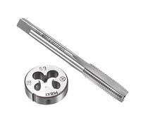 sourcing map M8 x 1mm Métrique Gauche Main Ensemble à Fileter HSS Machine Filetage Vis Robinet avec Alliage Outil Acier Rond Filetage Matrice