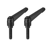 sourcing map M8 x 32 mm Poignée Levier de Serrage Réglable Filetage Bouton-Poussoir Cliquet Boutons de Goujon Filetés Mâles à Vis Rotatives Boulon à Dégagement Rapide Noir 2 Pcs