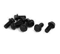 sourcing map M8x16mm Boulons à embase Tête Hexagonale Gauche Filetage Vis Noir Métal pour Machine De Découpe 8pcs