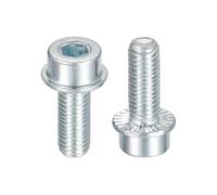 sourcing map M8x20mm Collerette Douille Tête Cap Vis, 10pcs 8.8 Grade Carbone Acier Hexagonal Douille Tête Dentelé Bride Boulons Machine Vis