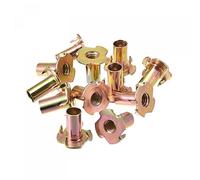sourcing map M8x20mm Écrou à Griffe T-écrous 4 Denté T Ecrou Carbon Acier Fileté Inserts pour Bois 12pcs