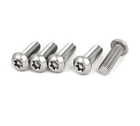 sourcing map M8x25mm Vis Inviolable Tête Bombée Torx Bouton 304 Acier Inoxydable Sécurité 5pcs