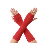 sourcing map Manchette chauffe-bras sans doigts extensible classique unisexe rouge One Size