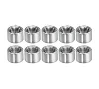 sourcing map Manchon Filetée Rond Écrou Accouplement M10x1mm Femelle Filetage 10mm Fileté Rond Manchon Connecteur Tige Barre Goujon Tube Écrou Matériel Attache, Argenté Paquet de 10