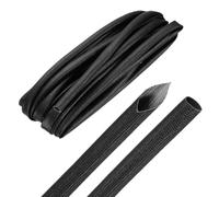 sourcing map Manchon tressé de 6,1 m, 9,5 mm ID 200 °C, haute température 1500 V, isolation en fibre de verre, organisateur de cordon pour gestion des fils pour moteur et conduite de carburant, noir