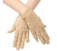 sourcing map Mesdames Dentelle Doigt Mitaines Gant Solaire été vélo Paire Beige