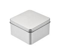 sourcing map Métal Étain Boîte, 3,54" x 3,54" x 2,17" Rectangulaire Vide Fer-Blanc Stockage Récipients avec Couvercles, Argenté