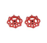 sourcing map Métal Externe Robinet Rond Roue Poignée Carré Broche 8x8mm Roue OD 77mm Peinture Moulé Acier Rouge 2Pcs
