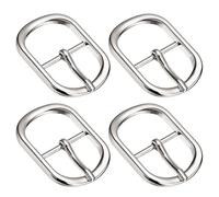 sourcing map Métal Roulette Boucles, 4Pcs 1 Pouce Seul Griffes Ceinture Boucle Ovale Centre Barre Boucles pour Cuir Artisanat Accessoires, Argenté