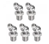 sourcing map Métrique 45 Degré Graisse Raccords, M8 x 1mm Filetage 201 Acier Inox Hydraulique Graisse Montage Bouchons, 5Pcs