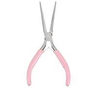 sourcing map Mini Aiguille Nez Pince 4.5 Pouce Mini Plat Mâchoire Précision Pince avec Rose Plastique Poignée pour DIY Artisanat Bijoux Fabrication