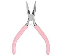sourcing map Mini Aiguille Nez Pince 4.5 Pouce Sans Dents Précision Pince avec Rose Plastique Poignée pour Bricolage Artisanat Bijoux Fabrication
